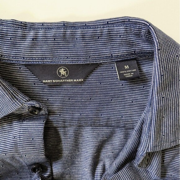 Hart Schaffner Marx Cotton Long Sleeve Button Down Shirt Navy Medium - Picture 3 of 8